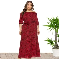 

3XL 5XL 6XL Plus Size Maxi Long Off Shoulder Sexy Leopard Print Summer Dress For Women 2019