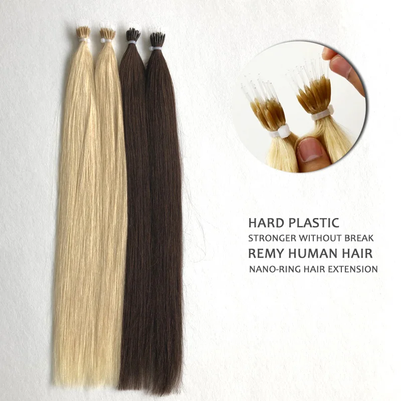 Micro Beads Human Hair Extension Long Lasting Hard Plastic Tip Nano Ring Hair Extension Buy