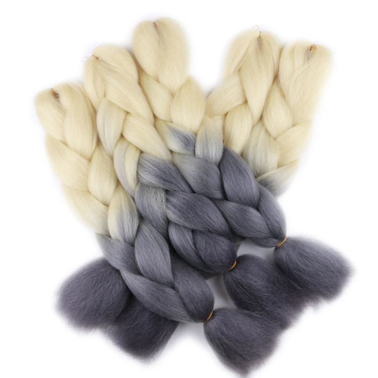 

Xuchang Harmony Factory Synthetic Crochet Box Braid Hair Ombre Color Jumbo Braiding Hair Bulk Pure Color 3pcs 24" 100g/pc Yaki, Pure color, 2-tone , 3-tone
