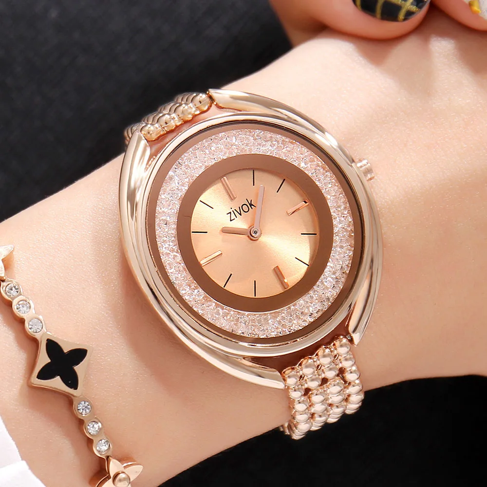 

Christmas Gift Zivok Luxury Bracelet Watches Fashion Rose Gold Quartz Wrist Watch for Women Girls