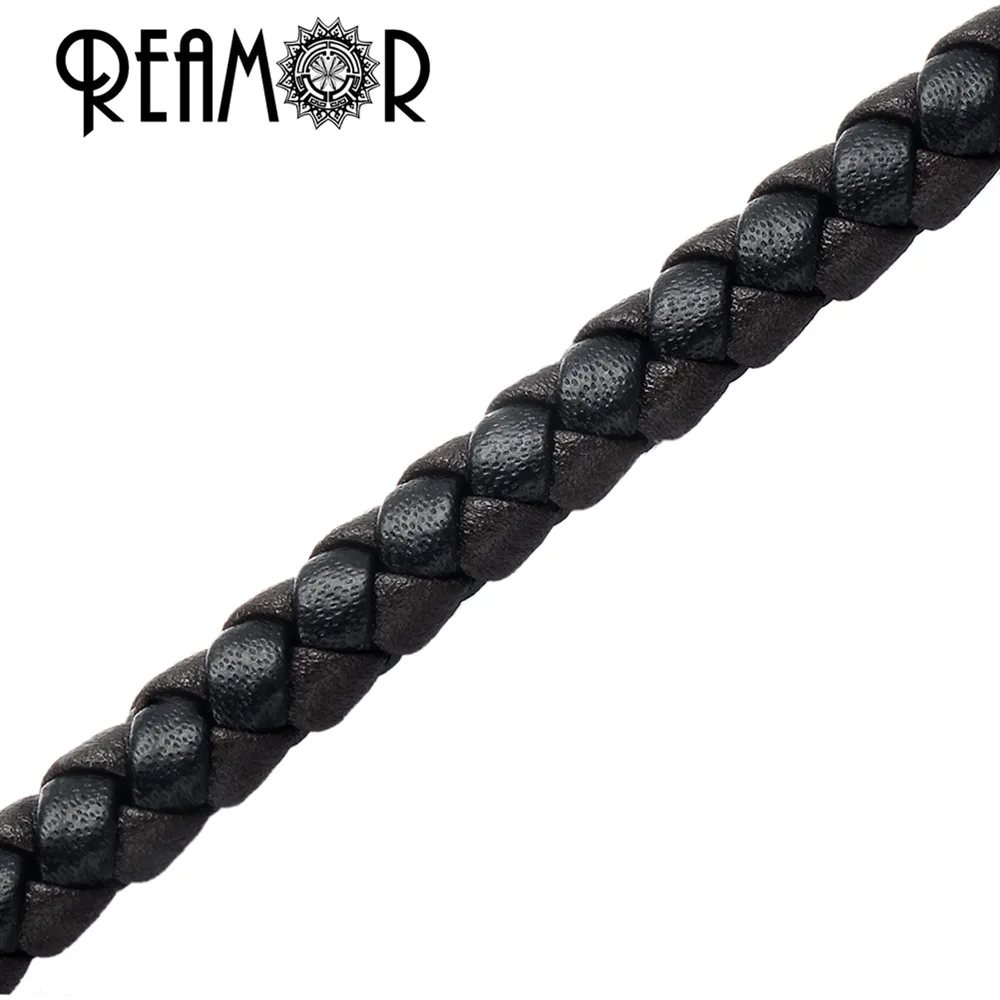 

REAMOR 6* 3mm Black/Blue Braided Flat Genuine Leather Rope Bracelet Jewelry Making 1m Wholesale Lots Bulk