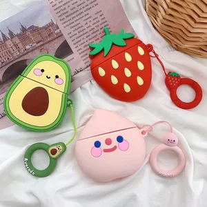 Custom oem Logo for airpods cases design cute ins Pink peach Strawberry Avocado baby silicone for cartoon airpod case cover