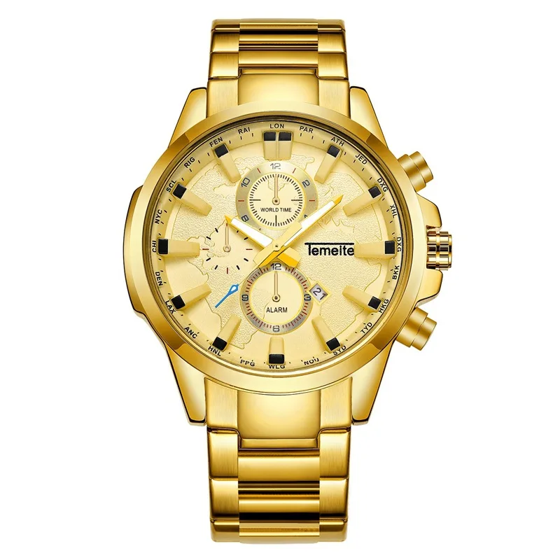 

Temeite Watch Luxury Custom Gold Stainless Steel Watches Men Wrist Casual Business Waterproof Men Wristwatch Relogio Masculino, 13-color