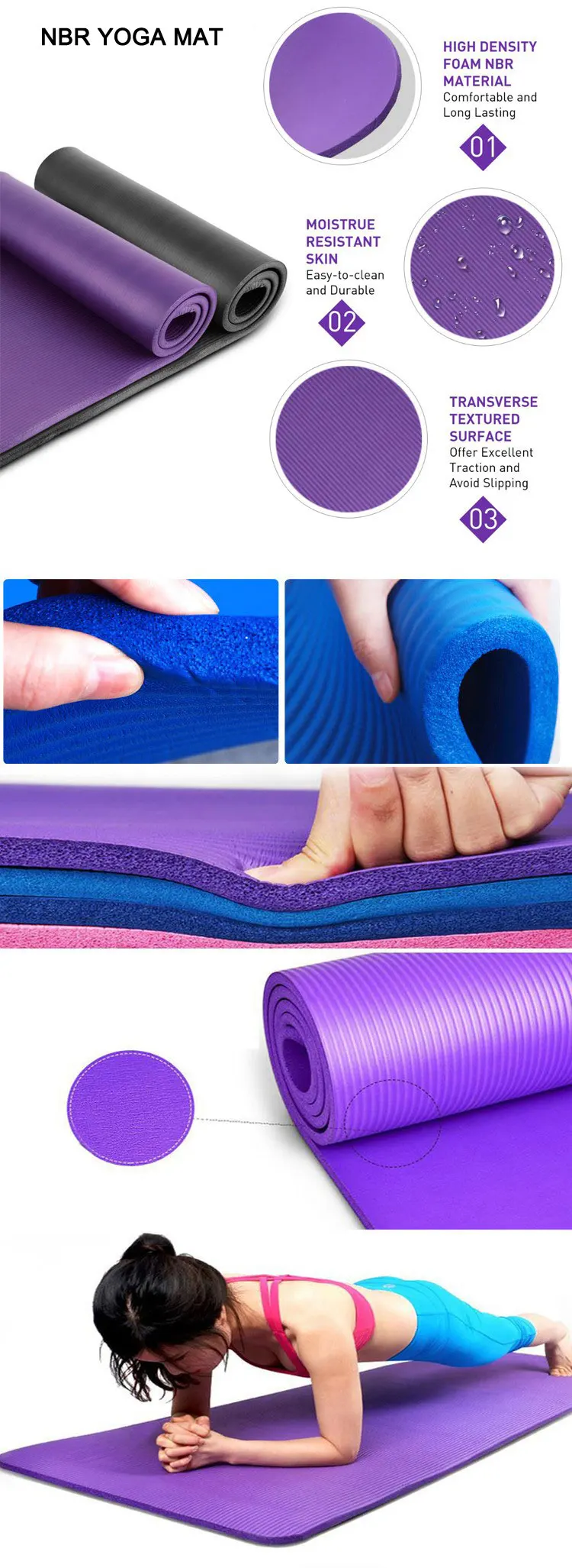 1/2 Inch Extra Thick High Density Exercise Yoga Matt With Carrying