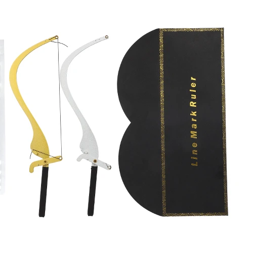 

Laser Print Logo Eyebrow Ruler Line Mark Ruler Microblading Mapping Bow Ruler for PMU Artist, Silver/gold