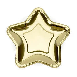 Image of 200pcs(10pcs*20bags) Gold/silver Foil Paper Star Plates Irregular polygon Pentagram Disposable Party Dessert Dishes Supplies