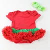 Christmas Baby Girls romper ,Christmas Red Green Newborn romper outfit ,Chiffon ruffle tutu skirt romper and headband