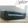 Chesterfield Fabric/ Leather AllTufted Button 3/4 Seat Luxury Long Sofa For Hotel Lobby Button Living Room Sofa Set