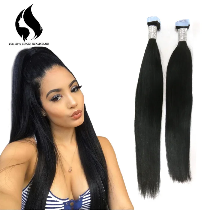 

Promotional High Quality Brazilian Human Remy Hair Silky Straight Tape In Human Hair Extension