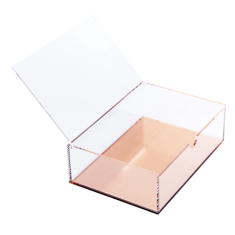 

Custom new arrival acrylic containers with lid clear box for home bathroom storage, Clear with gold base