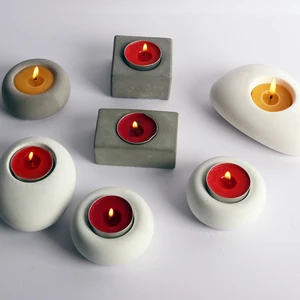 Image of oval concrete candlestick molds silicone plaster mold gypsum candle holder mold