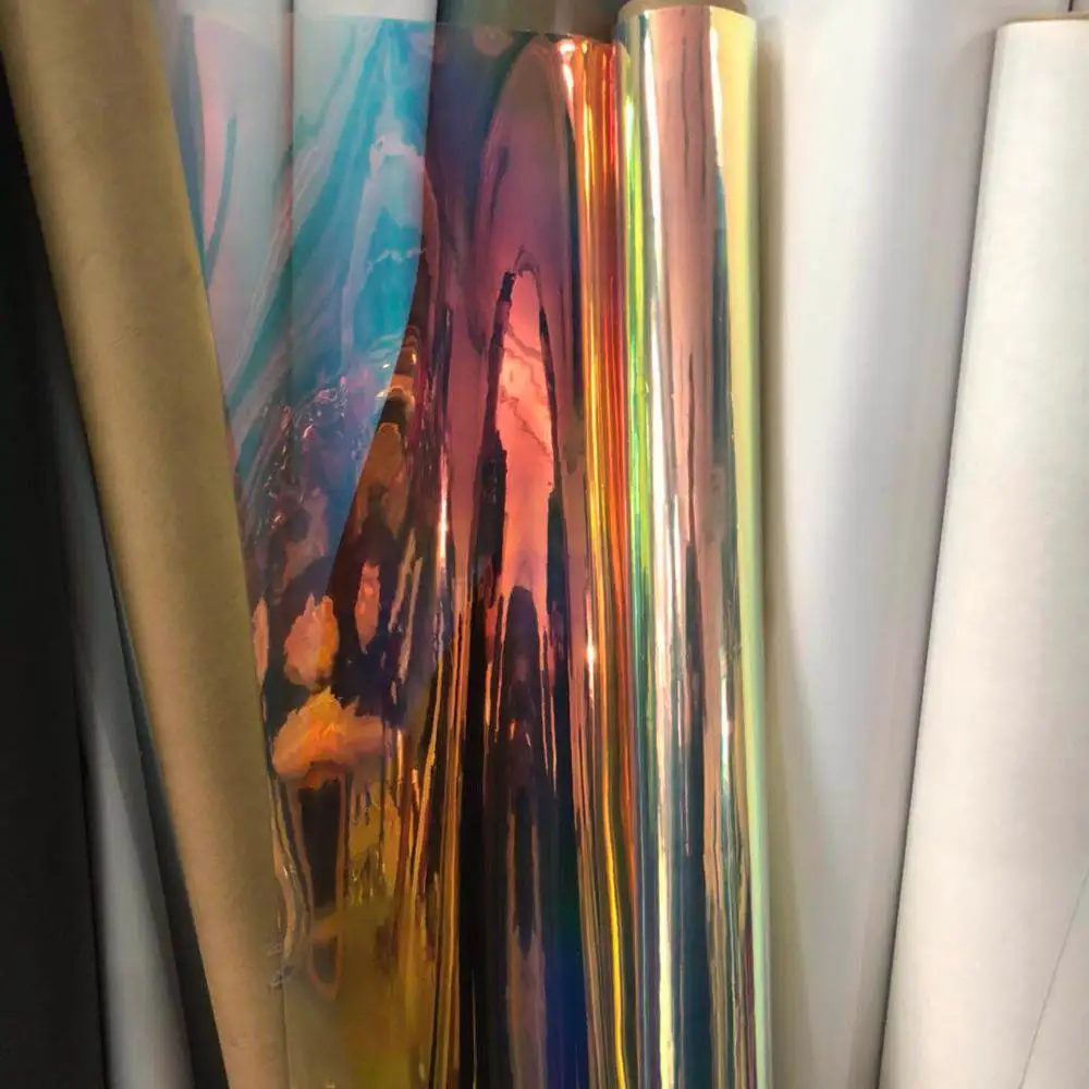 

Blue PVC Transparent Holographic Vinyl Film For Handbag Bag Making