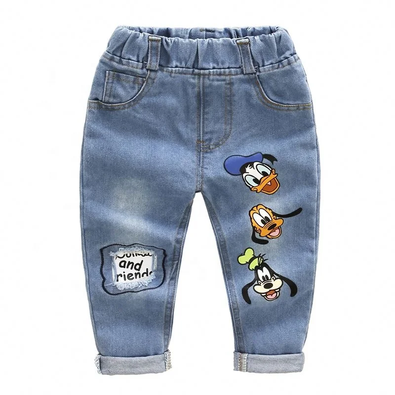 

Hot Cartoon Duck Denim Jeans Pants For Teen Boys For Age2-8 Years, Blue