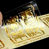 Custom logo Print die cut shape Gold Foil Labels Gold Foil Sticker