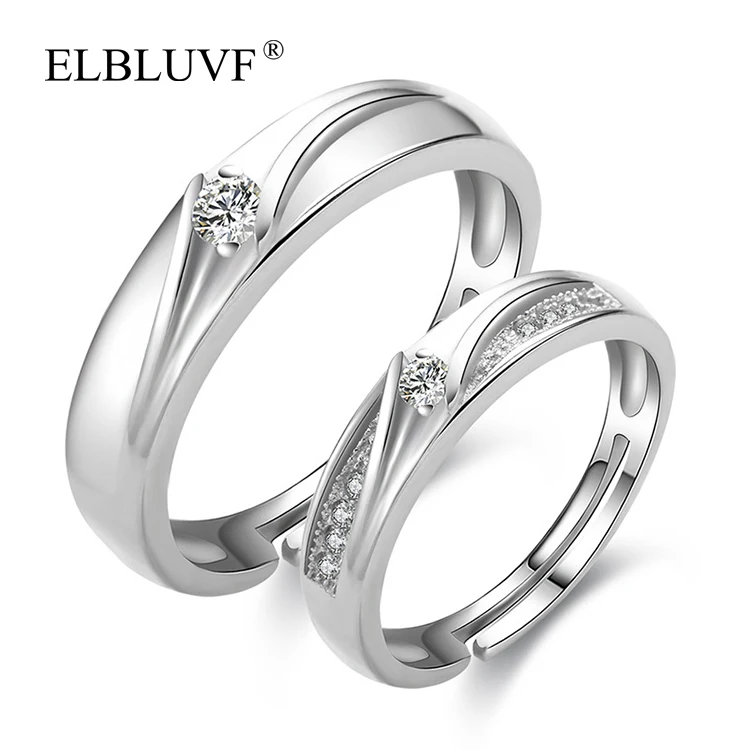 

ELBLUVF Copper Alloy Jewelry Cubic Zirconia Brass White Gold Plated Womens Couples Lovers Diamond Engagement Wedding Ring