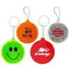 New personal use blank logo design mini flat round key ring travel bag tag plastic safety protection warning reflective keychain
