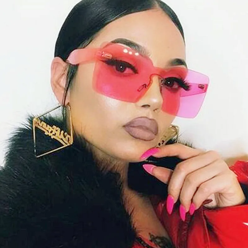 

2019 Hot Selling Fashion Men Women Frameless Oversized Sunglasses Candy Colors Rimless Square Sunglasses