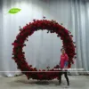 GNW red rose matel ring arch wedding flowers artificial wedding decoration stand arch with blossom flowers and greenery arch