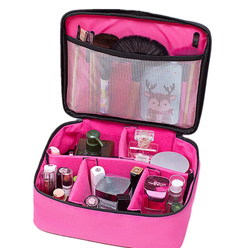 

Nice Quality Waterproof Case Mesh Big Contents Make Up Cosmetic Bag, Black, pink