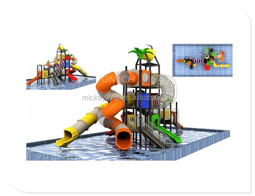 

Best quality children water park equipment large plastic curved playground slides for sale, Colorful