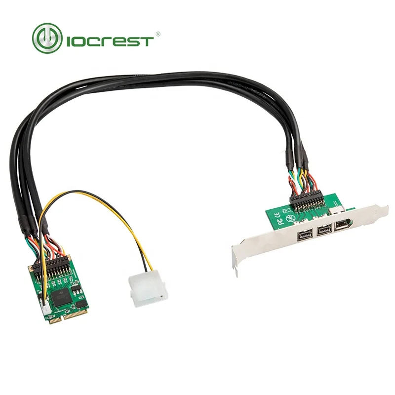 

new arrival ti chipset Mini PCI Express to 1 1394 a and 2 1394b firewir 1394 card, Green