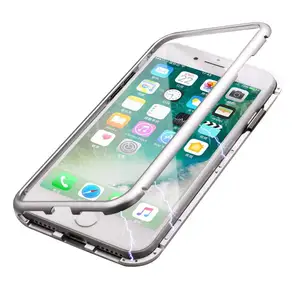 Magnetic phone case for iPhone X case 360 degree protection Glass metal for iPhone 6