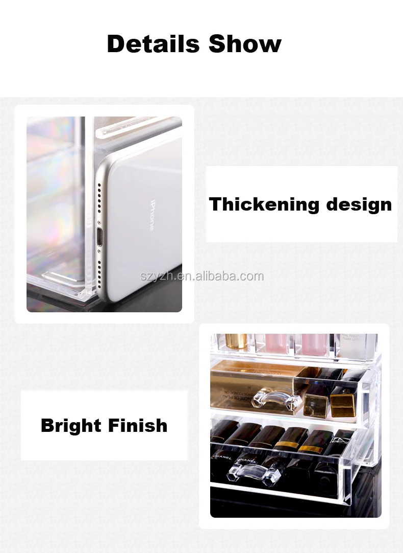 Acrylic Cosmetic Storage Display Boxes Desk Make Up Organiser With