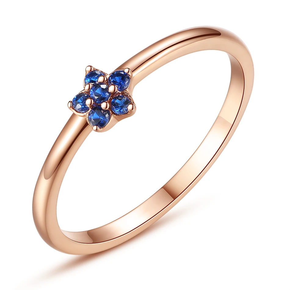 

Authentic 925 Sterling Silver Blue CZ Ring Rose Gold Flower Finger Rings for Women Wedding Silver Jewelry Gift