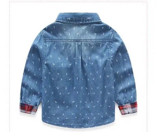 
Factory wholesale custom fancy cotton boys fashion children jeans shirt 
