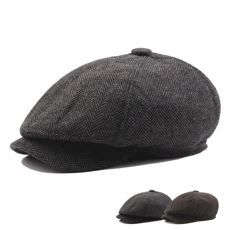 

Wholesale Winter Autumn European style 8 6 Panels Flat Cap Ivy Hat Beret Newsboy Cap for Men