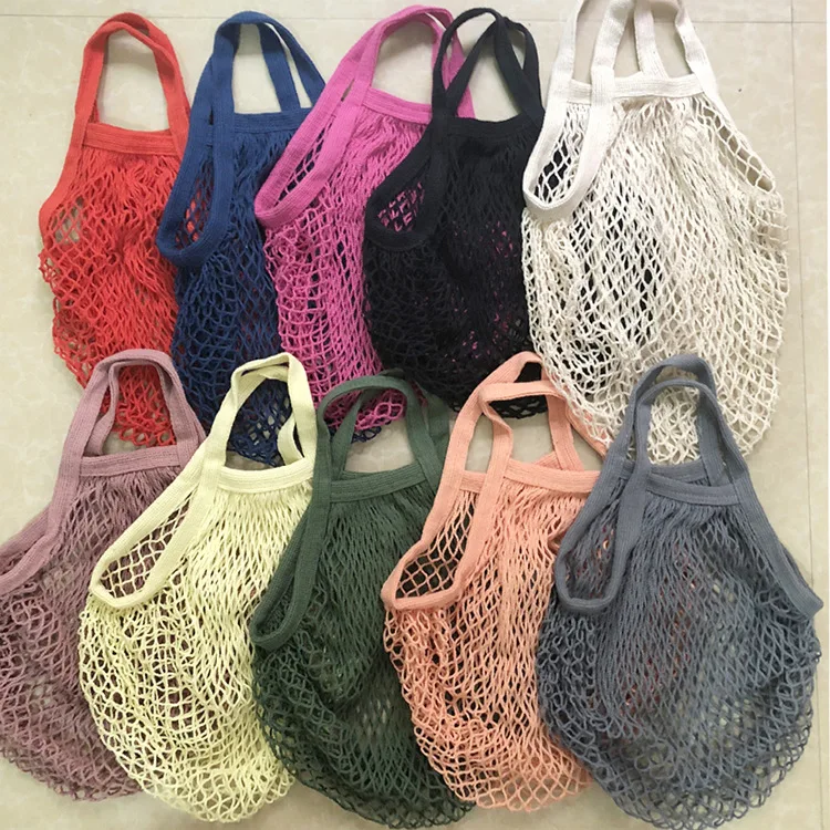 Reusable String Shopping Bag Cotton Mesh Grocery Bag Mesh Woven Net