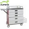 XF698 Stainless steel hospital nursing medicine trolley with five drawers