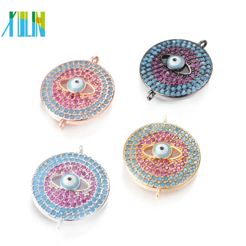 

XULIN Factory Direct Sale Round Shape Micro Pave Charm Evil Eye Charms for Jewelry Making