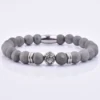 Charms Italian Grey Onxy Stone Bead Thread Bracelet With Empress Charm