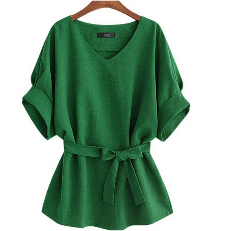 

Summer Latest Bat Sleeve Styles V neck Casual Loose Tops Female Green 5XL 2017 women plus size office wear blouse, Yellow;black;navy;pink women chiffon blouse