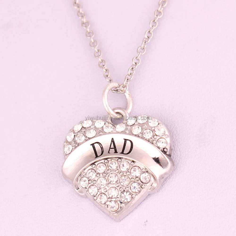 

2018 Good Gifts for Dad Heart Love Fashion Crystal Jewelry Necklace