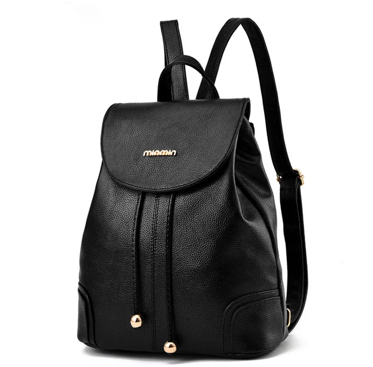

Three Color Wholesale Custom PU Leather Female Backpack, 8 colors