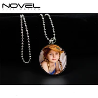 

Fashion Jewelry Zinc Alloy Necklace Sublimation Round Shape Silver Necklace