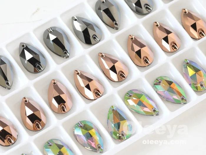 Oleeya Factory Direct Sale Various Colors A5 Quality Flat Back Strass 12mm Rivoli Sew on Crystal Rhinestones Dress