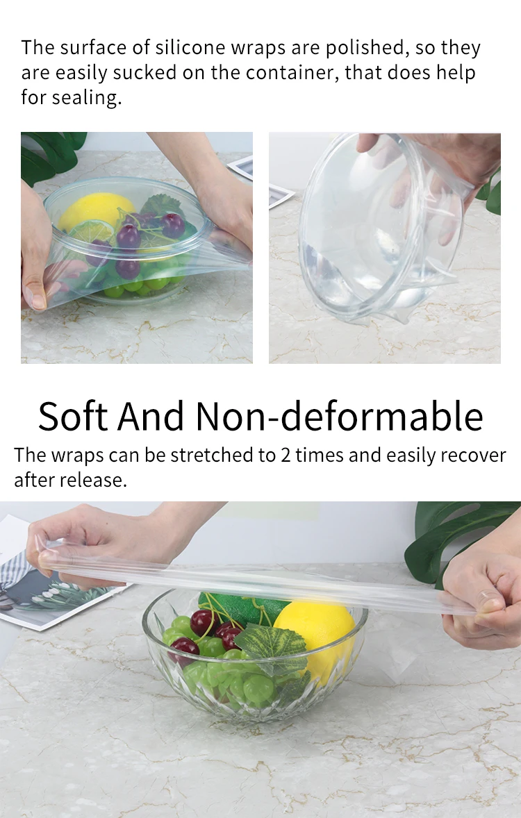 Newly Developed Reusable Wraps Film Microwave Silicon Food Cover