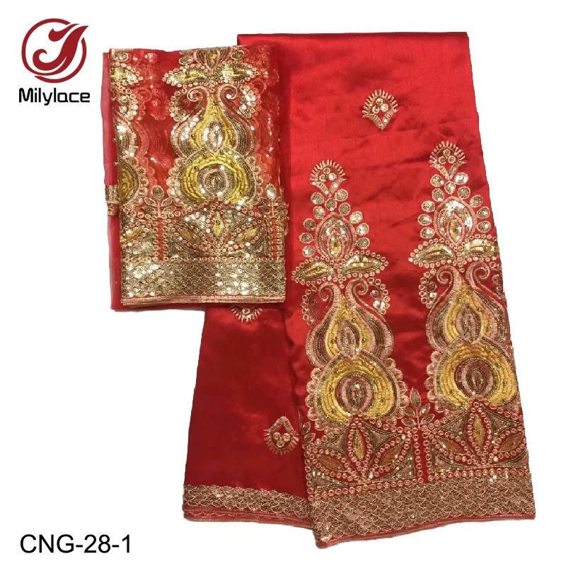 

Hot selling embroidery george lace fabric with beads and sequins for garment