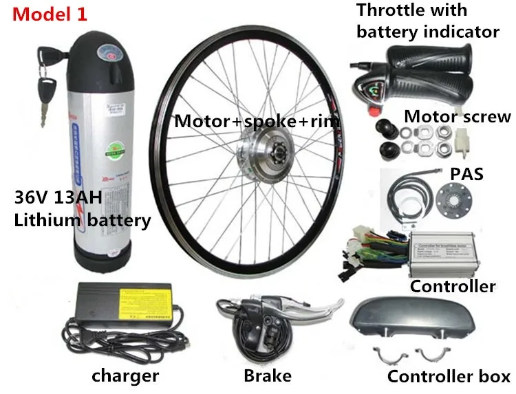 Flash Deal 36V 13AH Kettle Battery Electric Bike Kit 350W 500W Front/Rear Motor Optional With Pedal Assist Ebike Kit 0