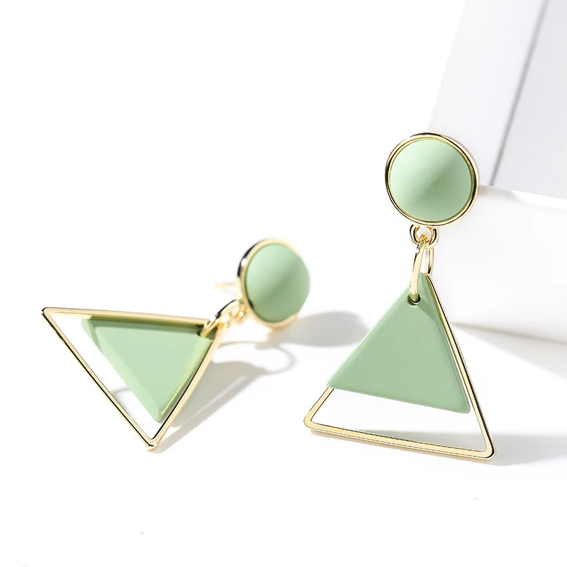 Wholesale Fashion 925 Sterling Silver green Geometric Earrings Women