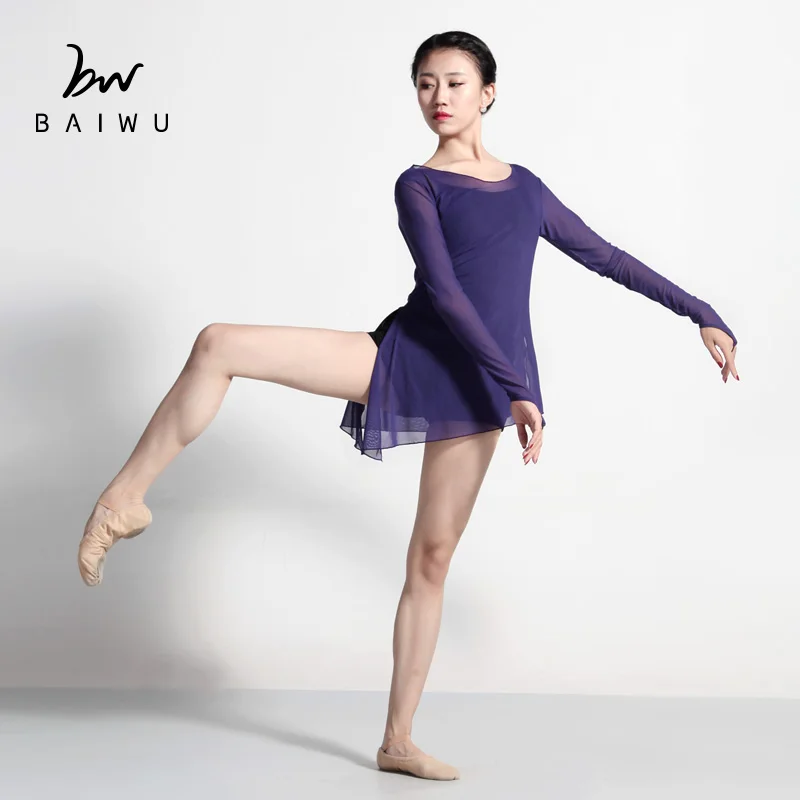 

117120108 Pull on Mesh Ballet Dance Tops, White, black,purple ,grey