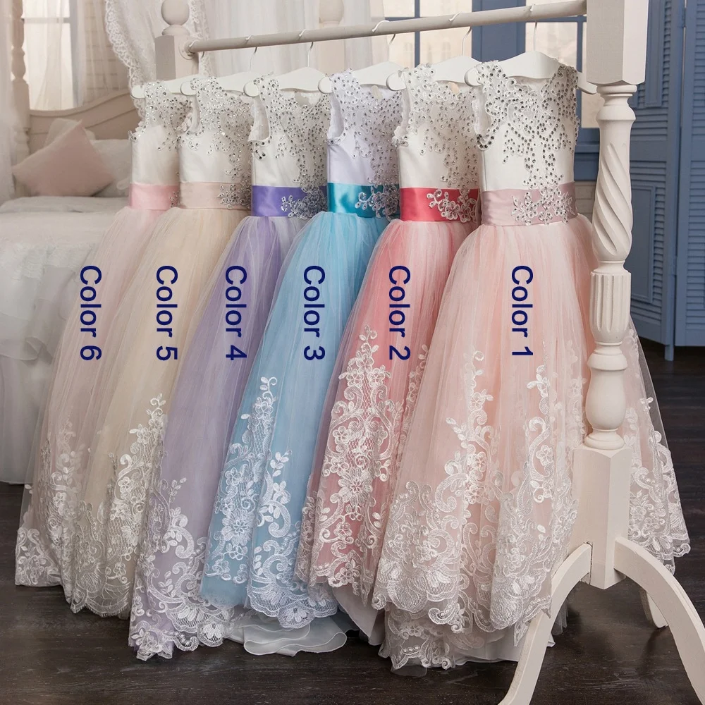 

X1112Y Elegant High Quality Girls Party dress Traditional Fancy Lace Kids Party Wedding Children Dress, As picture