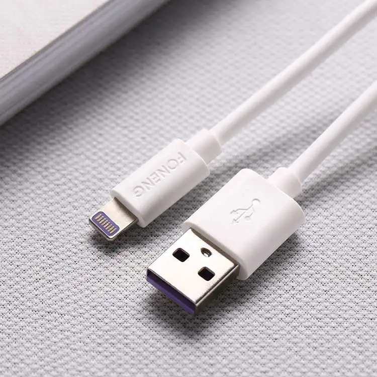 

FONENG High Quality 5A Super Fast Charging USB Data Cable, Three Interfaces Micro USB And Type c And 8 Pin USB Cable, White