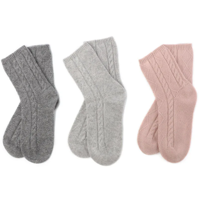 

IMF Customized Cable Knit Women Cashmere Socks