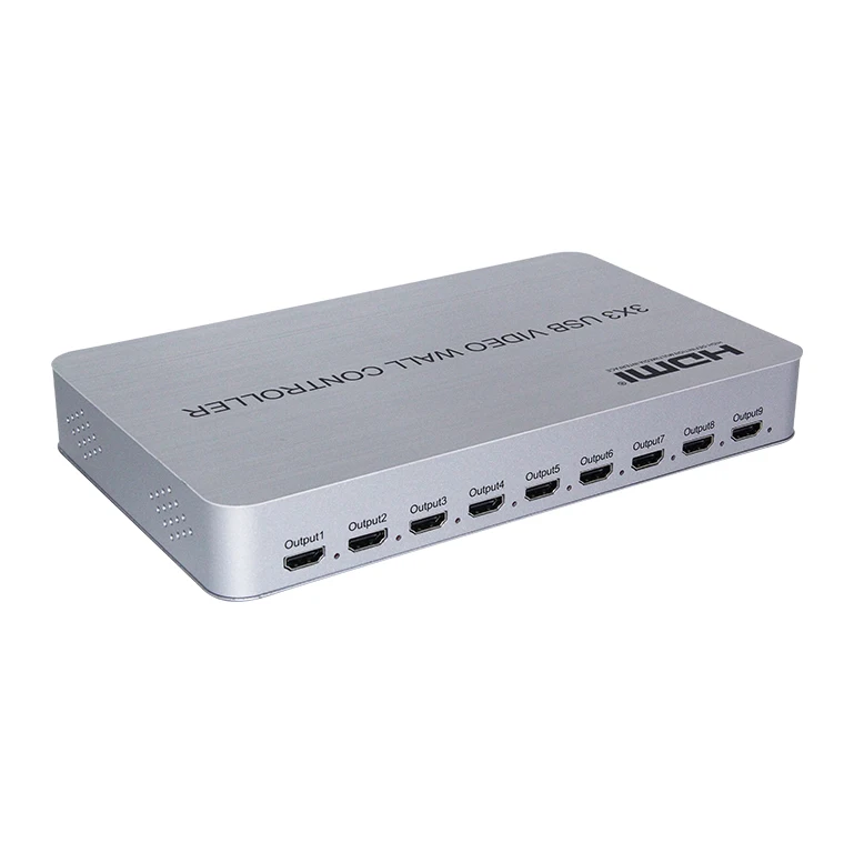 

4K 3x3 Video Wall Controller USB Input 9 HDMI output,support 1x4,2x2,3x3, Silver