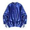 2019 hot sale women coat long sleeve with string ladies coat baseball coat ladies sport's suit shining cloth