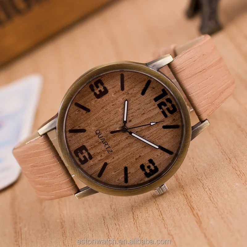 

Vintage Wood Grain Watches for Men Women Fashion Quartz Watch Leather Unisex Casual Wristwatches Gift, Natural wood color